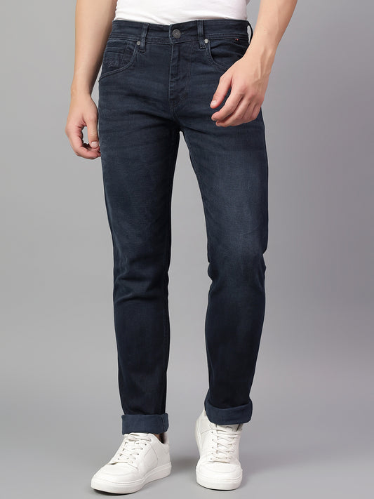 Denim Jeans for Men l Breathable & Soft with Color Fastness Ultra Narrow Fit Cotton Fabric Solid Pattern Button Closure