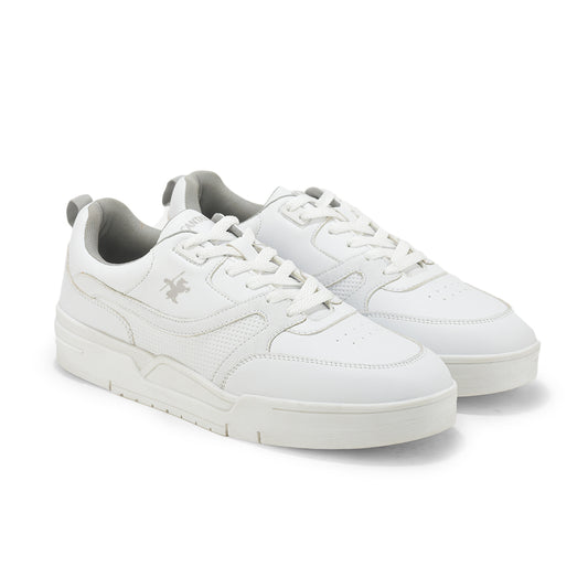 Men's White Solid Casual Sneakers Shoes