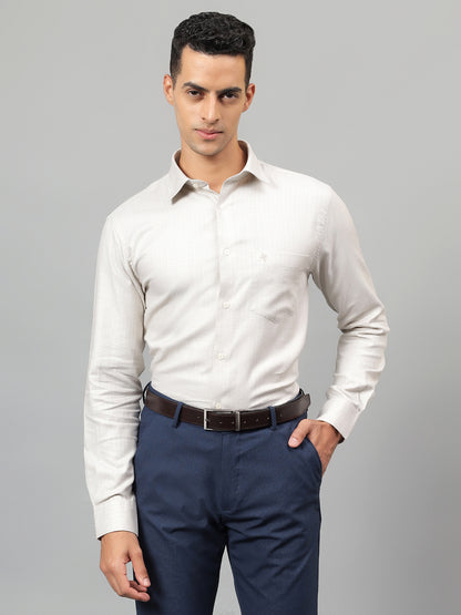 Formal Shirt for Men l Breathable & Soft with Color Fastness Regular Fit Spread Collar Neck Cotton Fabric Self Design Pattern