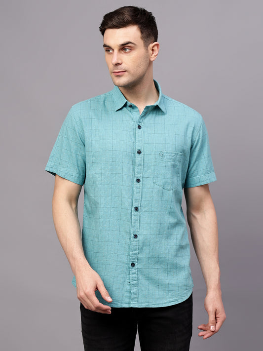 Casual Shirt for Men | Breathable & Soft with Color Fastness Regular Fit Spread Collar Neck Cotton Fabric Checkered Pattern