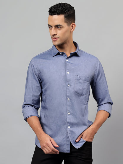 Casual Shirt for Men | Breathable & Soft with Color Fastness Regular Fit Spread Collar Neck Cotton Fabric Self Design Pattern