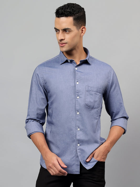 Casual Shirt for Men | Breathable & Soft with Color Fastness Regular Fit Spread Collar Neck Cotton Fabric Self Design Pattern