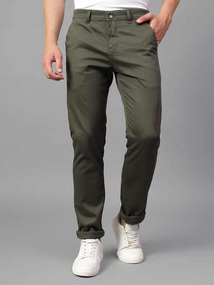 Casual Trouser for Men | Breathable & Soft with Color Fastness Regular Fit Cotton Blend Fabric Self Design Pattern Button Closure