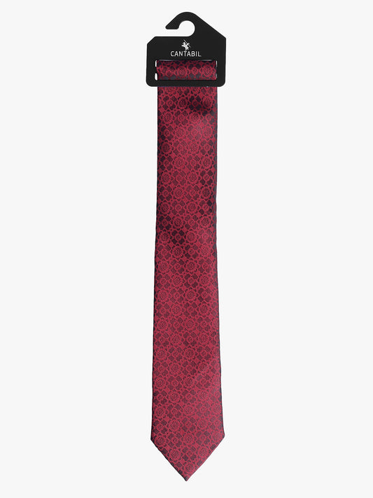Cantabil Men's Maroon Floral Printed Broad Tie