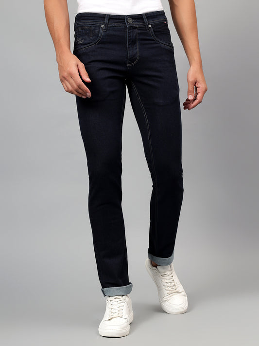 Denim Jeans for Men l Breathable & Soft with Color Fastness Ultra Narrow Fit Cotton Fabric Solid Pattern Button Closure