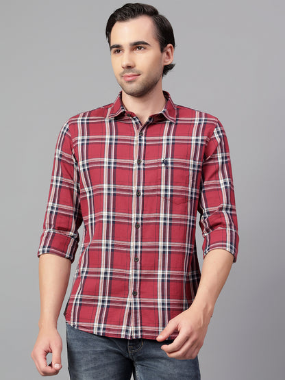 Casual Shirt for Men | Breathable & Soft with Color Fastness Regular Fit Spread Collar Neck Cotton Fabric Checkered Pattern