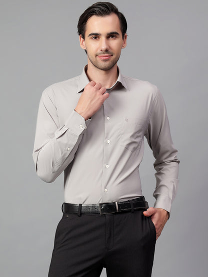 Formal Shirt for Men l Breathable & Soft with Color Fastness Regular Fit Spread Collar Neck Poly Cotton Fabric Solid Pattern