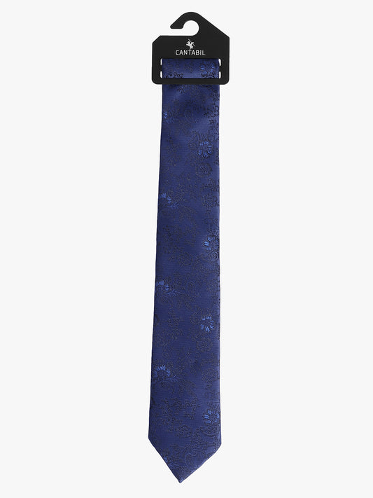 Cantabil Men's Navy Blue Floral Printed Broad Tie