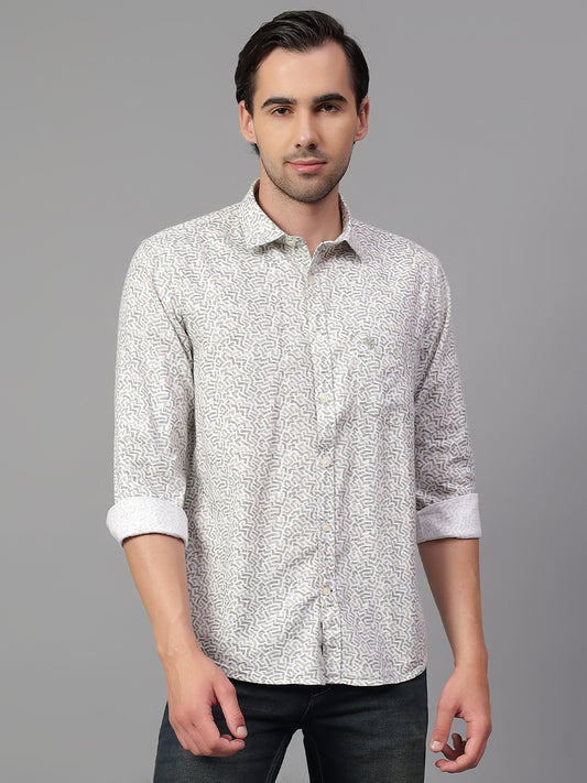 Casual Shirt for Men | Breathable & Soft with Color Fastness Regular Fit Spread Collar Neck Cotton Fabric Printed Pattern