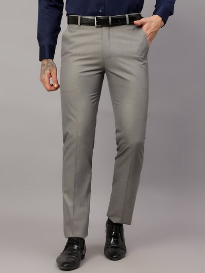 Men's Formal Flat front Grey  Trousers