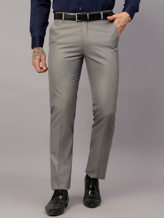 Formal Trouser for Men | Breathable & Soft with Color Fastness Regular Fit Poly Viscose Fabric Self Design Pattern Hook & Eye Closure