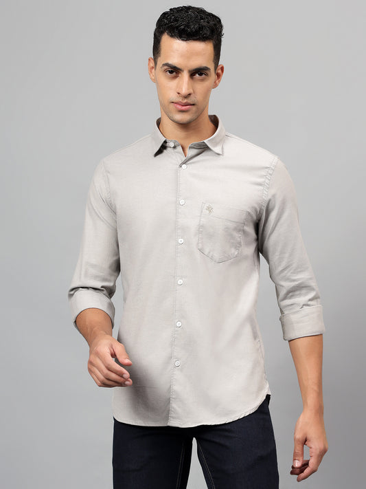 Casual Shirt for Men | Breathable & Soft with Color Fastness Regular Fit Spread Collar Neck Cotton Fabric Self Design Pattern