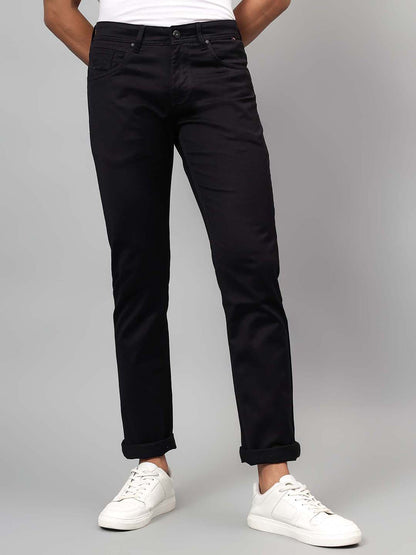Denim Jeans for Men l Breathable & Soft with Color Fastness Ultra Narrow Fit Cotton Fabric Solid Pattern Button Closure