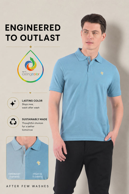 T-Shirt for Men | Breathable & Soft with Color Fastness Regular Fit Polo Neck Poly Cotton Fabric Solid Pattern