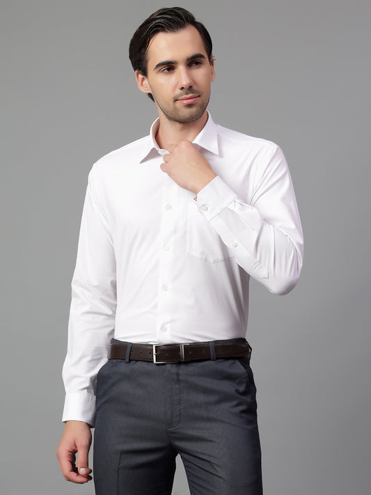 Formal Shirt for Men l Breathable & Soft with Color Fastness Regular Fit Spread Collar Neck Poly Cotton Fabric Solid Pattern