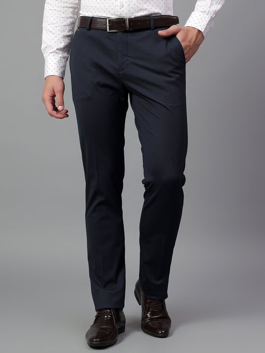 Formal Trouser for Men | Breathable & Soft with Color Fastness Regular Fit Terry Rayon Fabric Self Design Pattern Hook & Eye Closure