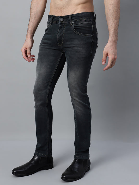 Denim Jeans for Men l Breathable & Soft with Color Fastness Ultra Narrow Fit Cotton Fabric Solid Pattern Button Closure