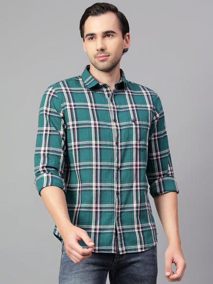 Casual Shirt for Men | Breathable & Soft with Color Fastness Regular Fit Spread Collar Neck Cotton Fabric Checkered Pattern