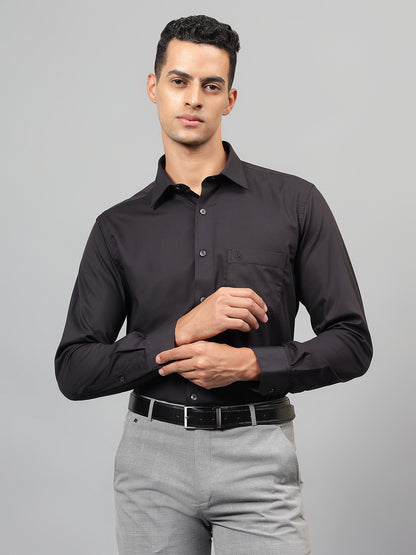 Formal Shirt for Men l Breathable & Soft with Color Fastness Regular Fit Spread Collar Neck Cotton Blend Fabric Solid Pattern