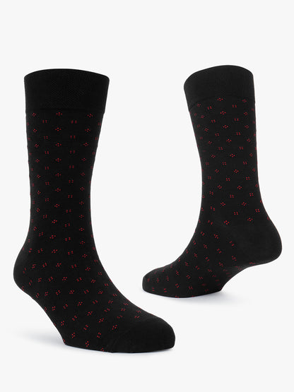 Men's Pack Of 5 Black Crew Length Printed Casual Socks