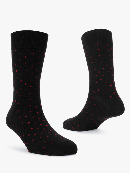 Men's Pack Of 5 Black Crew Length Printed Casual Socks