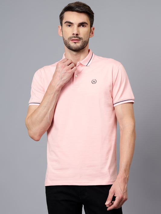 T-Shirt for Men | Breathable & Soft with Color Fastness Regular Fit Polo Neck Cotton Blend Fabric Solid Pattern