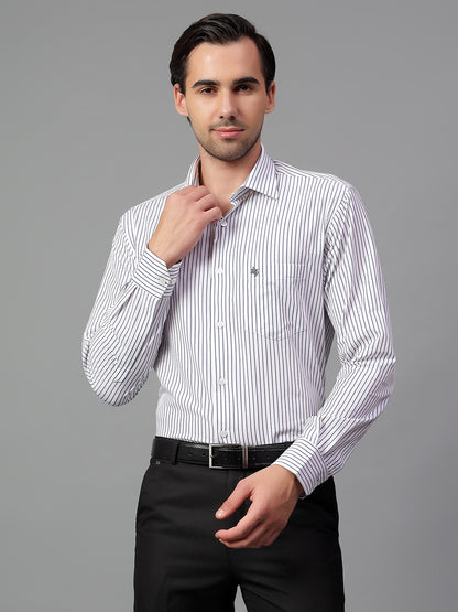 Formal Shirt for Men l Breathable & Soft with Color Fastness Regular Fit Spread Collar Neck Nylon Fabric Striped Pattern