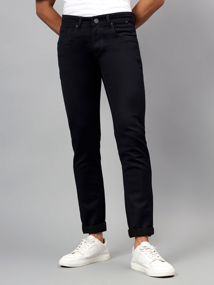 Denim Jeans for Men l Breathable & Soft with Color Fastness Ultra Narrow Fit Cotton Fabric Solid Pattern Button Closure