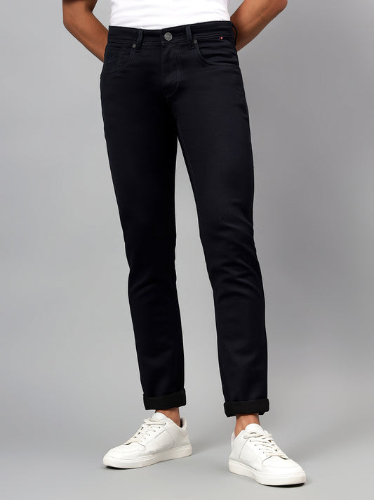 Denim Jeans for Men l Breathable & Soft with Color Fastness Ultra Narrow Fit Cotton Fabric Solid Pattern Button Closure
