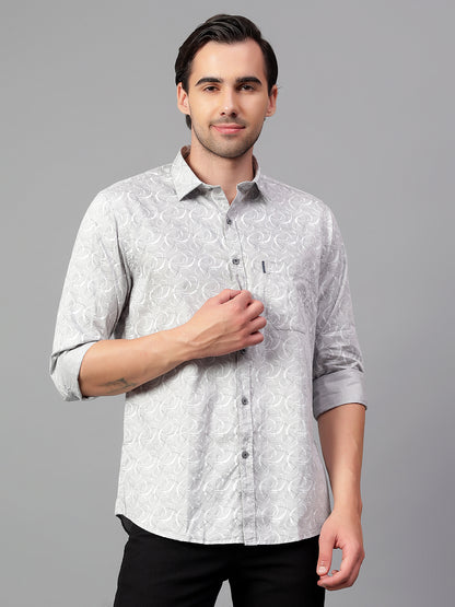 Casual Shirt for Men | Breathable & Soft with Color Fastness Regular Fit Spread Collar Neck Cotton Fabric Printed Pattern