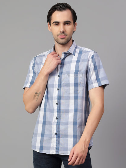 Casual Shirt for Men | Breathable & Soft with Color Fastness Regular Fit Spread Collar Neck Cotton Fabric Checkered Pattern