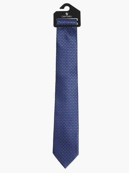 Cantabil Men's Navy Blue Self-Design Broad Tie