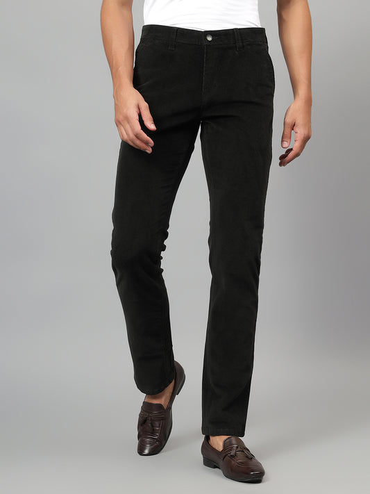 Casual Trouser for Men | Breathable & Soft with Color Fastness Regular Fit Cotton Blend Fabric Self Design Pattern Button Closure