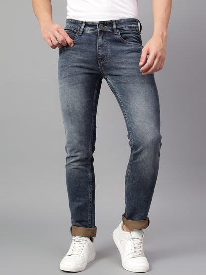 Denim Jeans for Men l Breathable & Soft with Color Fastness Ultra Narrow Fit Cotton Fabric Solid Pattern Button Closure