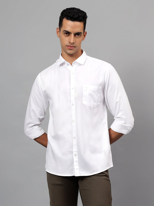 Casual Shirt for Men | Breathable & Soft with Color Fastness Regular Fit Spread Collar Neck Cotton Fabric Self Design Pattern