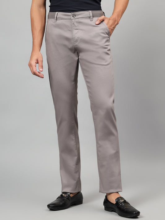 Casual Trouser for Men | Breathable & Soft with Color Fastness Regular Fit Cotton Blend Fabric Self Design Pattern Button Closure