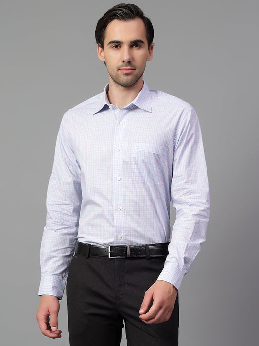 Formal Shirt for Men l Breathable & Soft with Color Fastness Regular Fit Spread Collar Neck Cotton Fabric Checkered Pattern