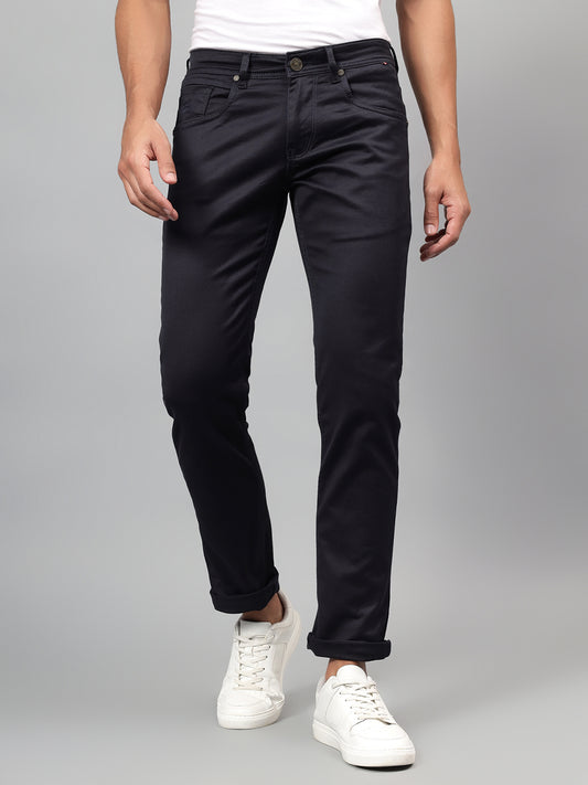 Denim Jeans for Men l Breathable & Soft with Color Fastness Ultra Narrow Fit Cotton Fabric Solid Pattern Button Closure