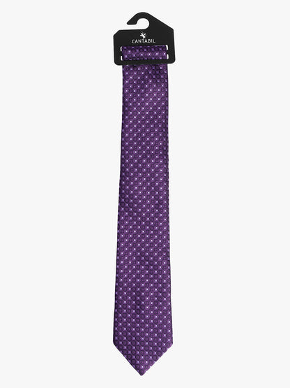 Cantabil Men's Purple Geometric Printed Broad Tie