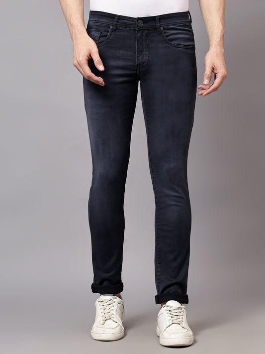 Denim Jeans for Men l Breathable & Soft with Color Fastness Ultra Narrow Fit Cotton Fabric Solid Pattern Button Closure