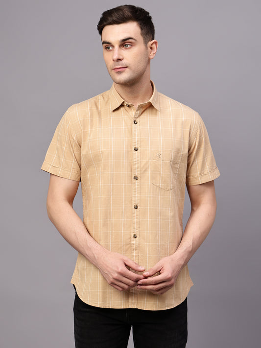 Casual Shirt for Men | Breathable & Soft with Color Fastness Regular Fit Spread Collar Neck Cotton Fabric Checkered Pattern