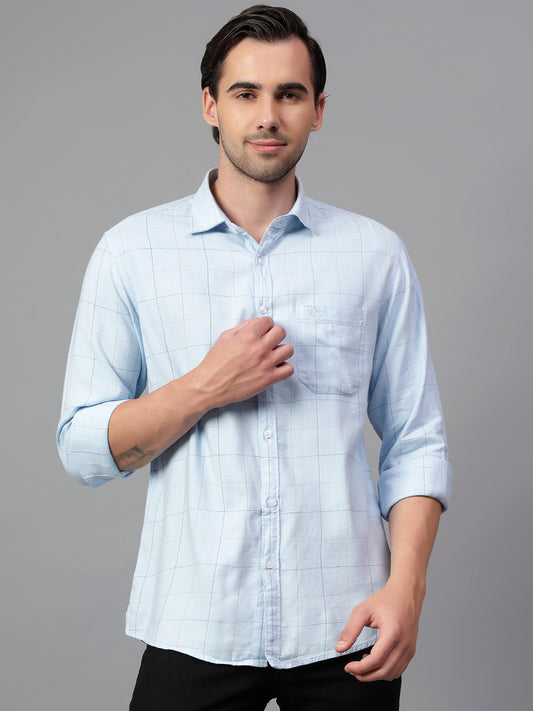 Casual Shirt for Men | Breathable & Soft with Color Fastness Regular Fit Spread Collar Neck Cotton Blend Fabric Checkered Pattern