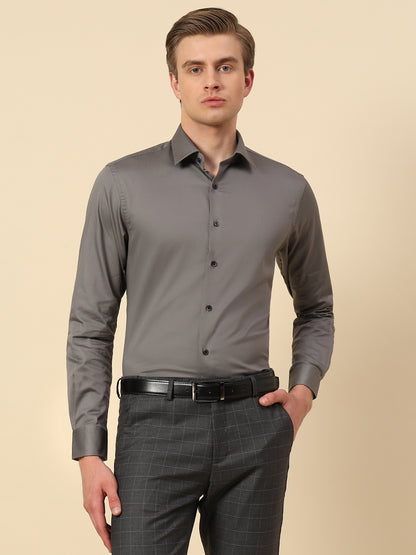 Shirt for Men | Breathable & Soft with Color Fastness Regular Fit Spread Collar Pure Cotton Fabric Solid Pattern