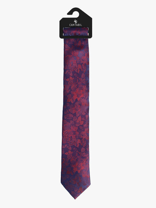 Cantabil Men's Maroon Floral Printed Broad Tie