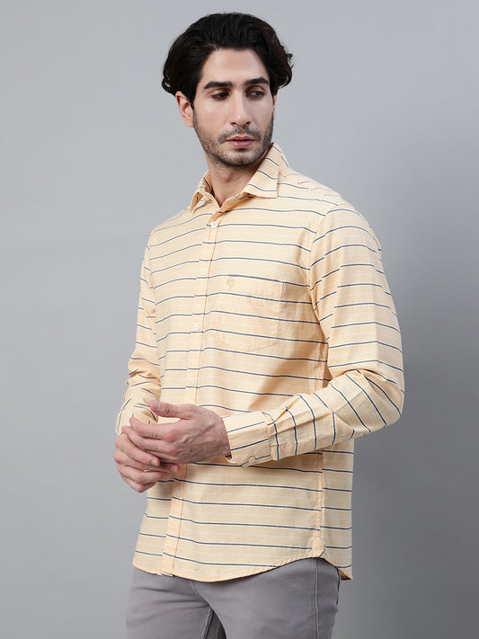 Casual Shirt for Men | Breathable & Soft with Color Fastness Regular Fit Spread Collar Neck Cotton Fabric Striped Pattern