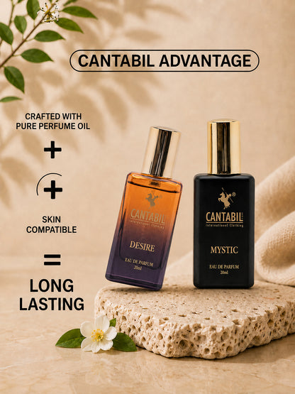 Luxury Long Lasting Mystic & Desire Perfume for Men & Women | 2x20ml with Mango, Apple & Pathouli | Eau De Parfum