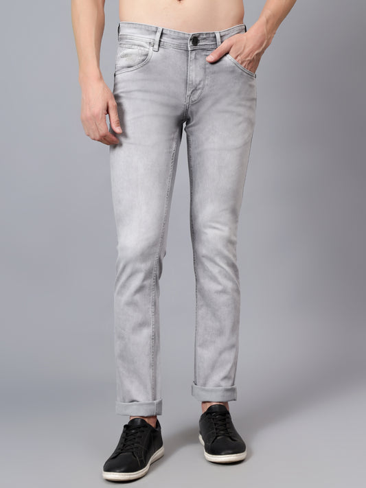 Denim Jeans for Men l Breathable & Soft with Color Fastness Ultra Narrow Fit Cotton Fabric Solid Pattern Button Closure