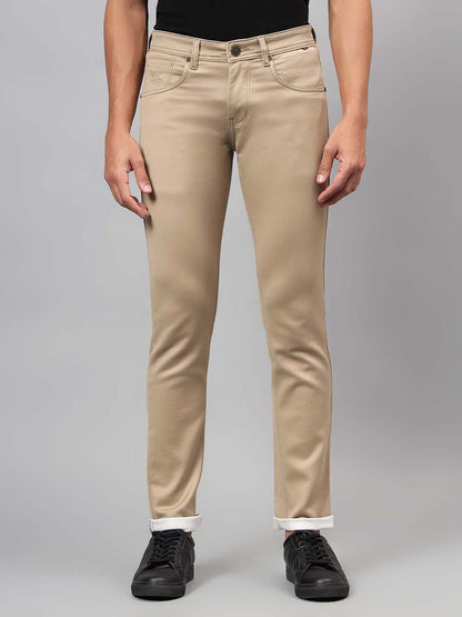 Denim Jeans for Men l Breathable & Soft with Color Fastness Ultra Narrow Fit Cotton Fabric Solid Pattern Button Closure