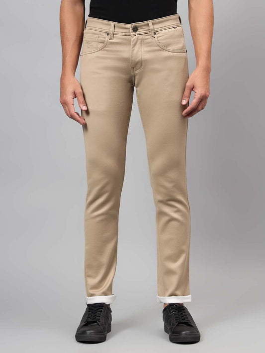 Denim Jeans for Men l Breathable & Soft with Color Fastness Ultra Narrow Fit Cotton Fabric Solid Pattern Button Closure