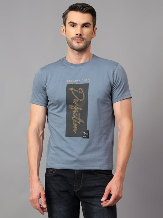 T-Shirt for Men | Breathable & Soft with Color Fastness Regular Fit Round Neck Cotton Blend Fabric Printed Pattern